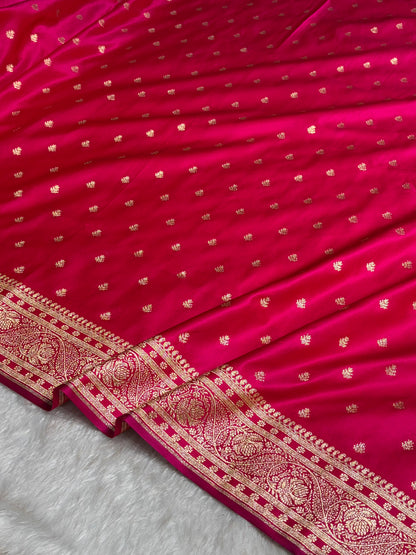 Cross Rani Floral Pattern Satin Katan Silk Saree SK78