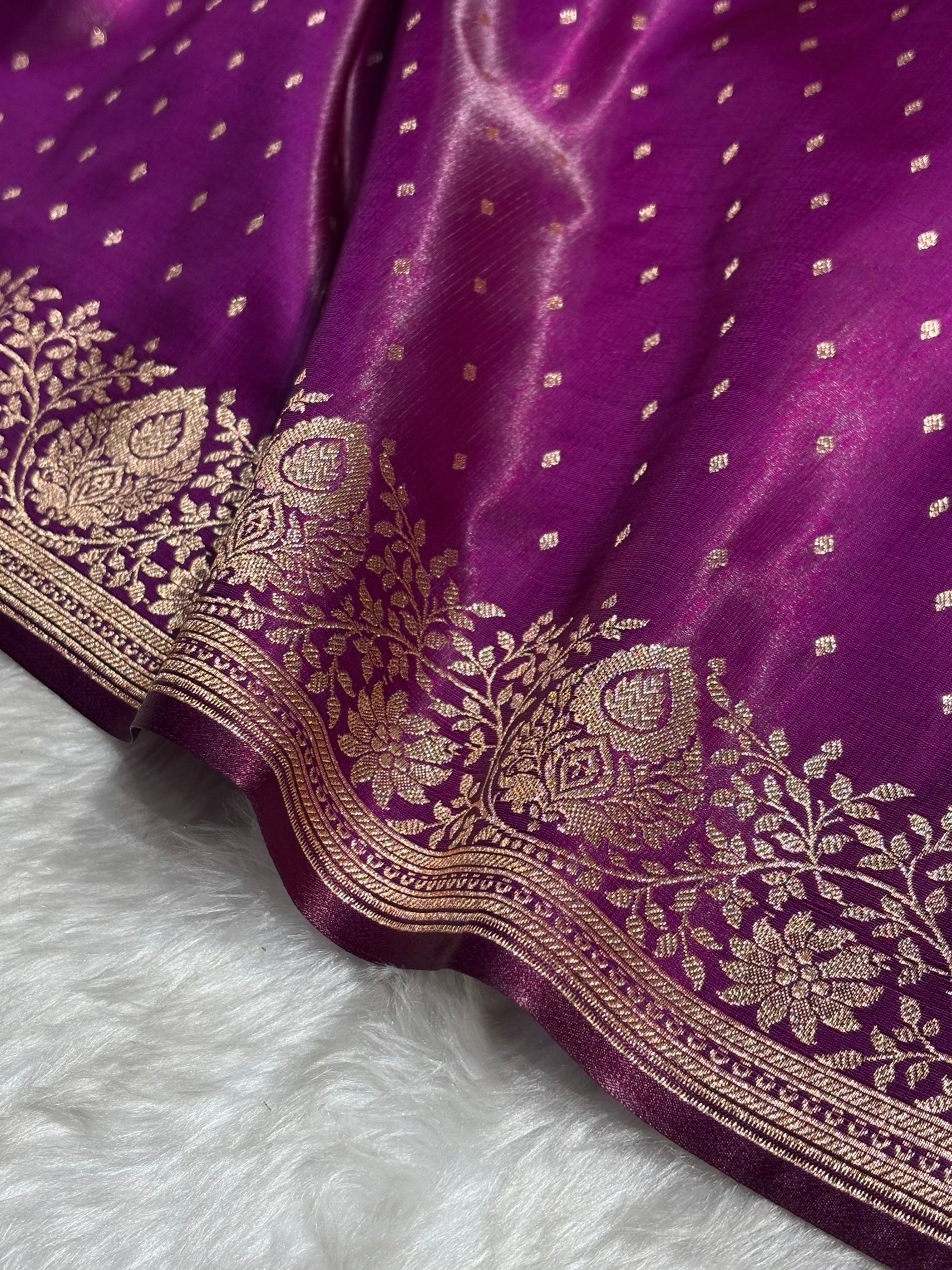 Ultra Light Weight Satin Silk Boota in Purple Shades SS31