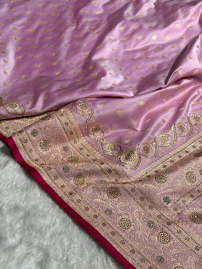 Banarasi Katan Silk Saree In light Lavender Shades With Swarovski Work BSK08