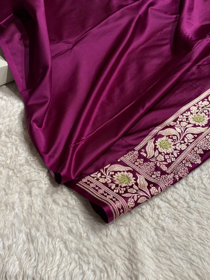 Wine Shades Banarasi Boota Pattern Minakari Floral Mashru Silk Saree MSM-121