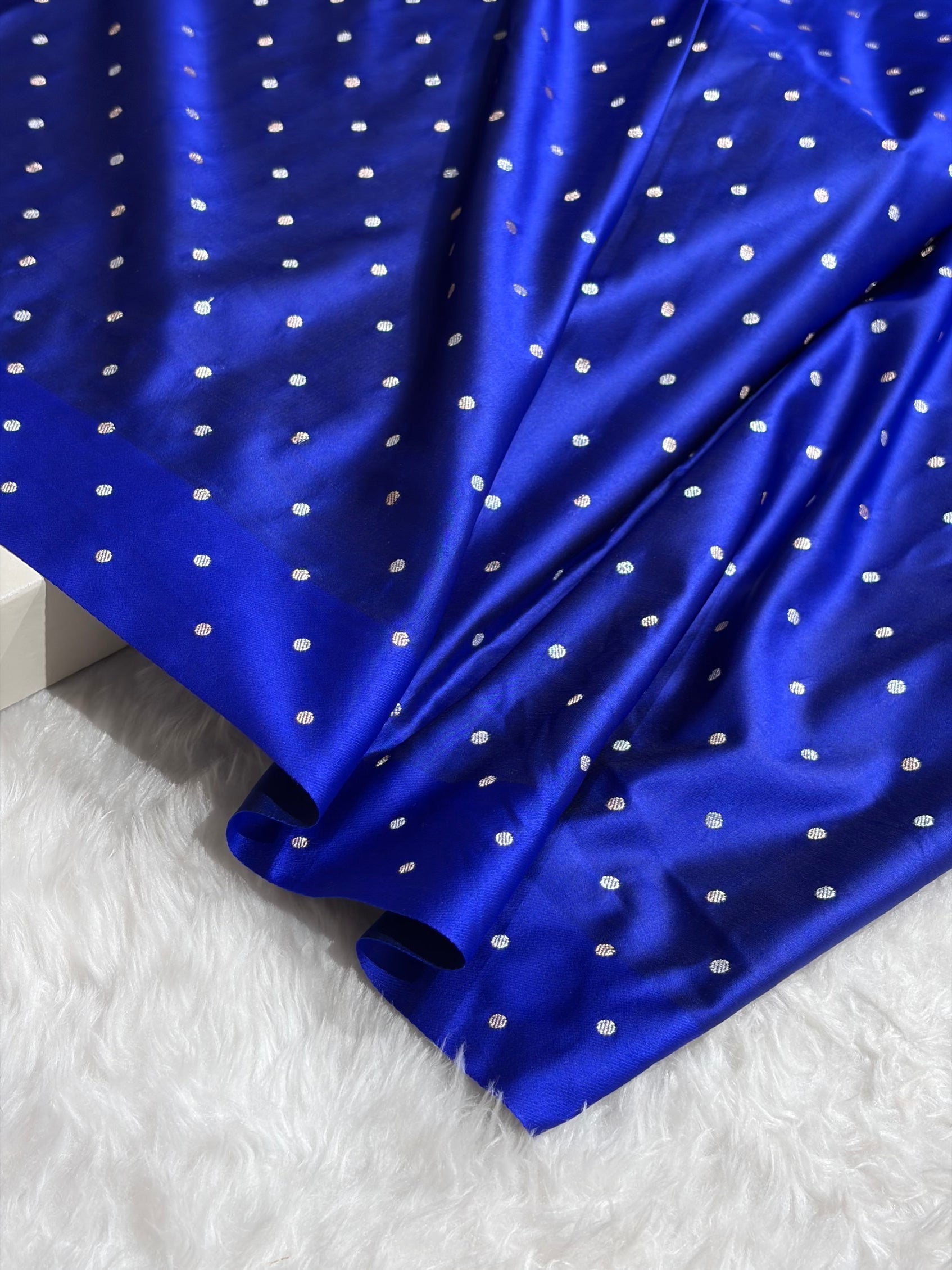 Black With Royal Blue Floral Boota With Floral Border Mashru Silk Saree MSM-78