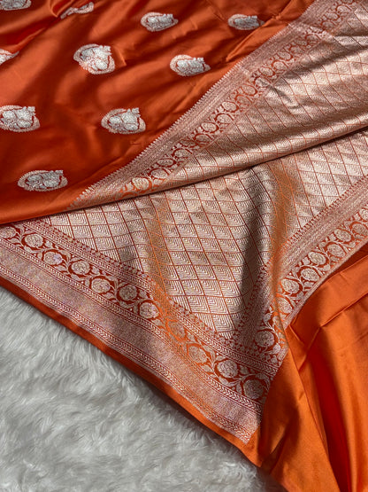 Orange Shades Minakari Boota Mashru Silk Saree MS35