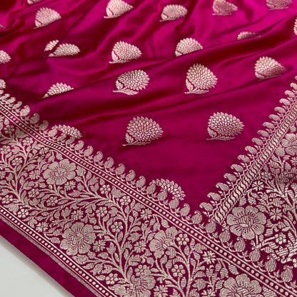 Banarasi Pink Tree Boota Mashru Silk Saree