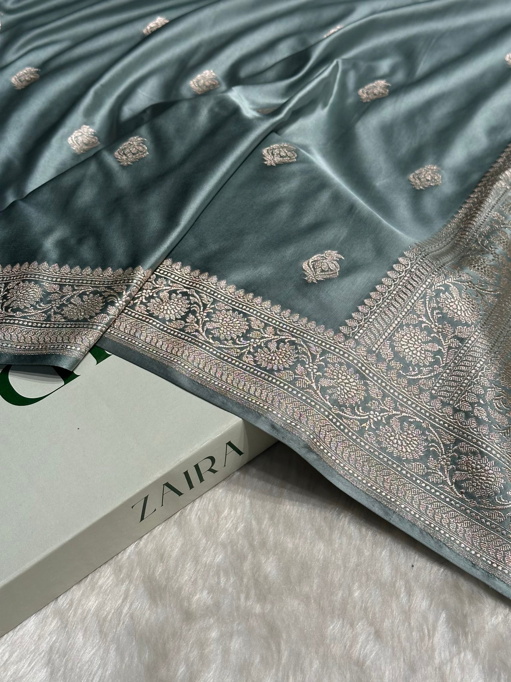 Turquoise Boota Mashru Silk Saree MS25