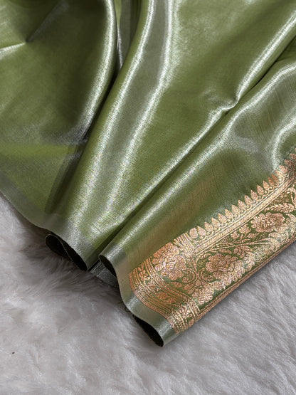 Satin Silk Booti in Pista Green SS20
