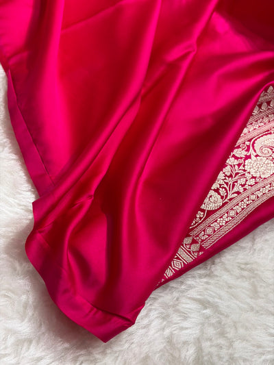 Banarasi Cross Rani Shades Mashru Silk Saree for Festive Seasons MCS64