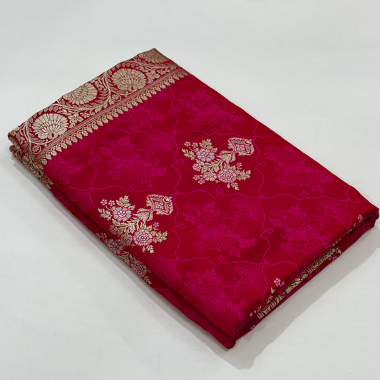 Reddish Pink Tanchoi Minakari Mashru Silk Saree