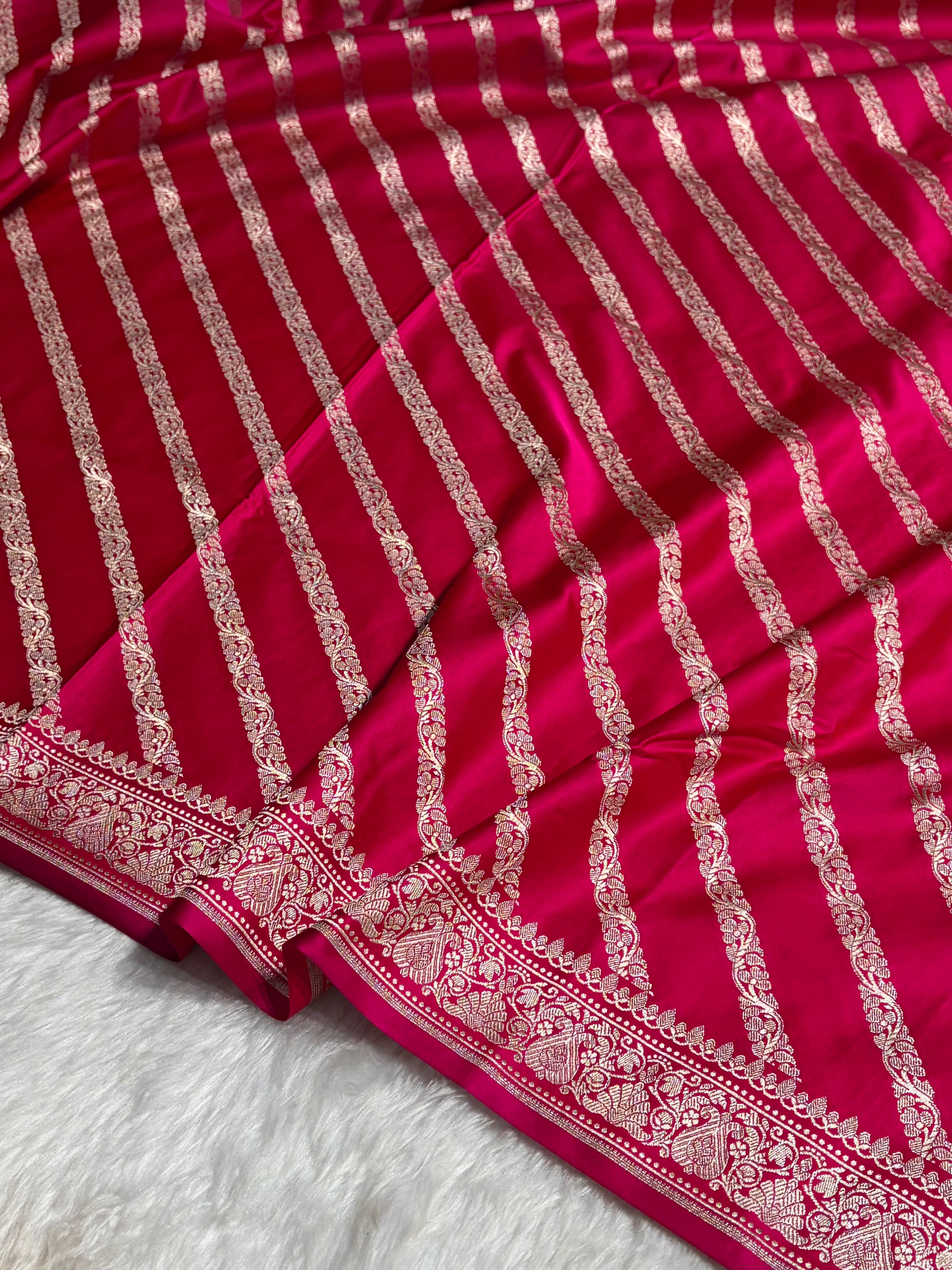 Cross Rani With Floral Border Mashru Silk Saree MSM-98