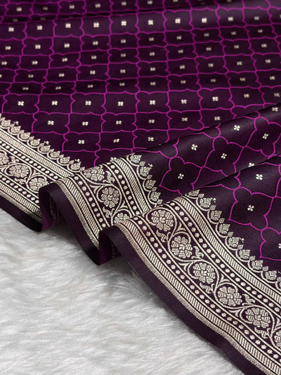 Dark Magenta Shades Tanchoi Motif Mashru Silk Saree MST-13