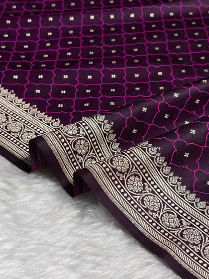 Dark Magenta Shades Tanchoi Motif Mashru Silk Saree MST-13