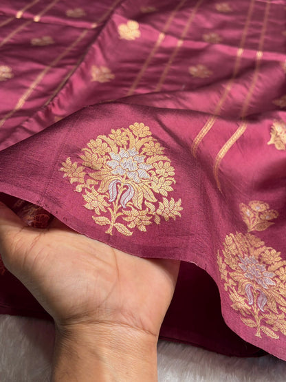 Copper Shades Banarasi Handwoven Pure Paper Katan Silk  RM-66