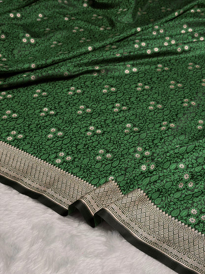 Bottle Green Shades Tanchoi Motif Mashru Silk Saree MST-12