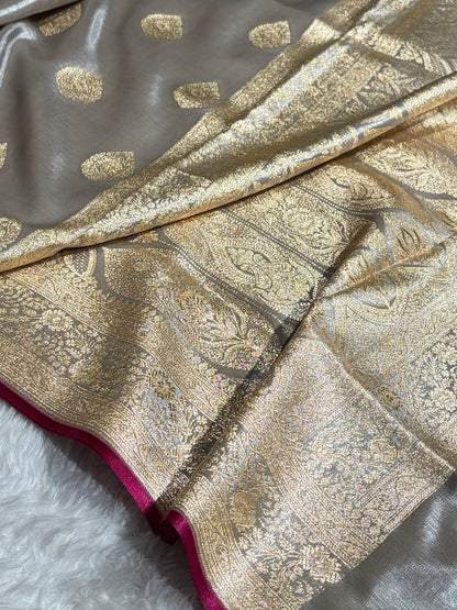 Ultra Light Weight Satin Silk Boota in Grey Shades SS05