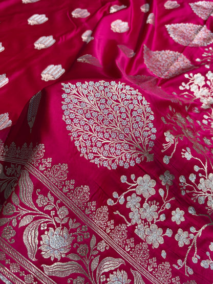 Rani Shades Banarasi Boota Pattern Minakari Floral Mashru Silk Saree MSM-122