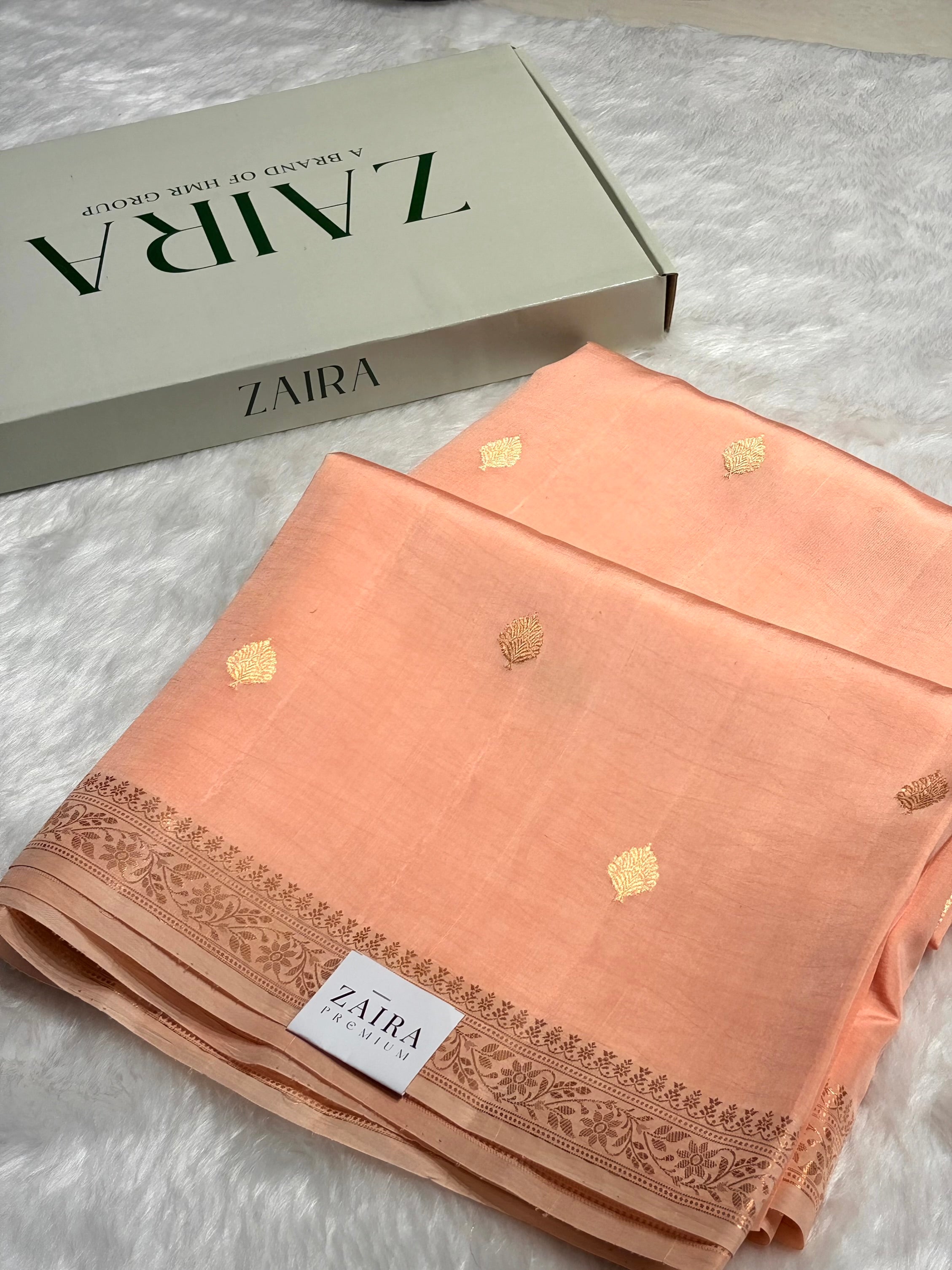 Peach Shade Handwoven Pure Katan Raw Mango Silk RM-06