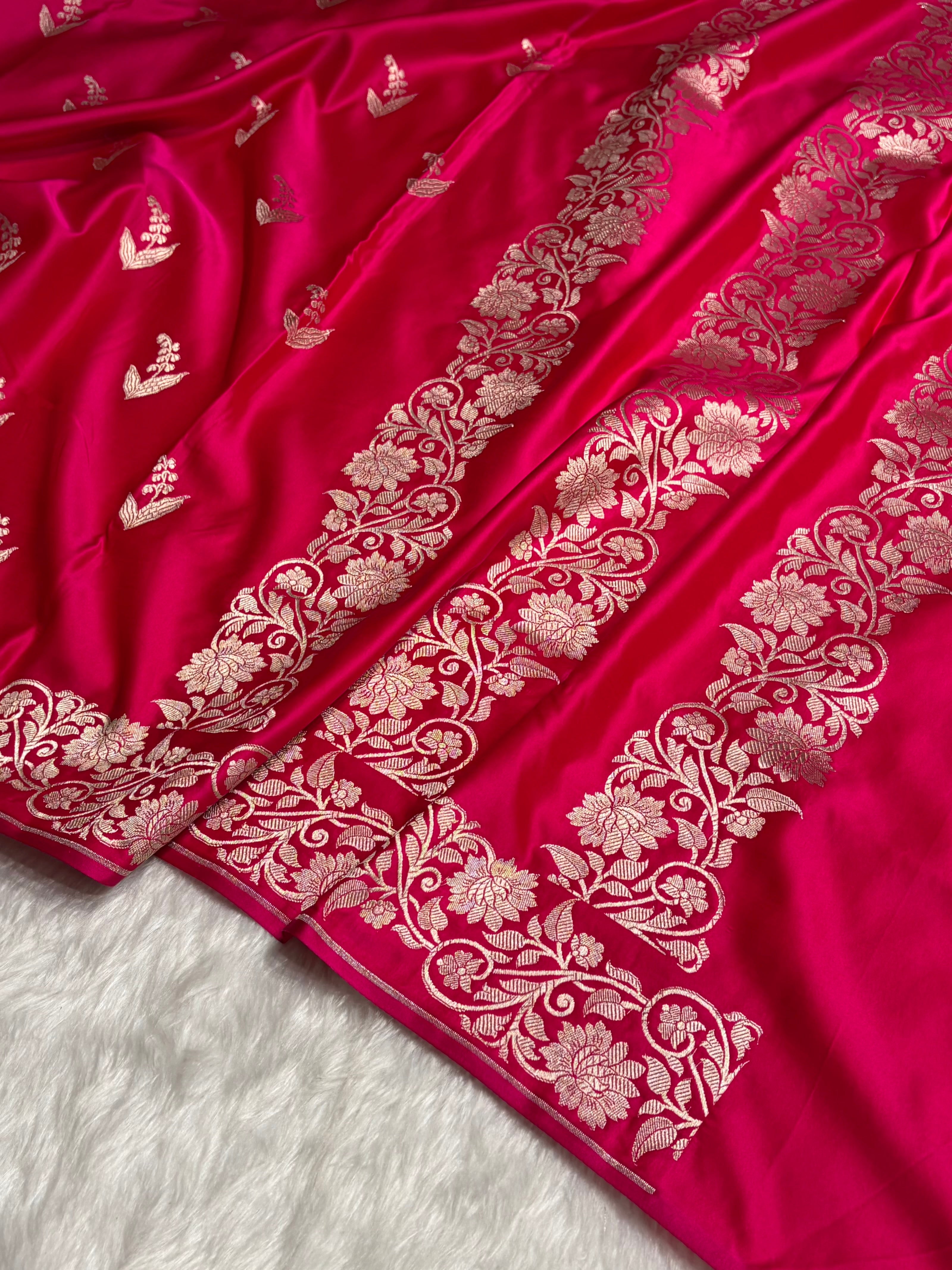 Cross Rani Boota With Floral Border Mashru Silk Saree MSM-90