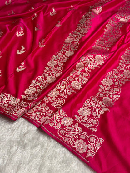 Cross Rani Boota With Floral Border Mashru Silk Saree MSM-90