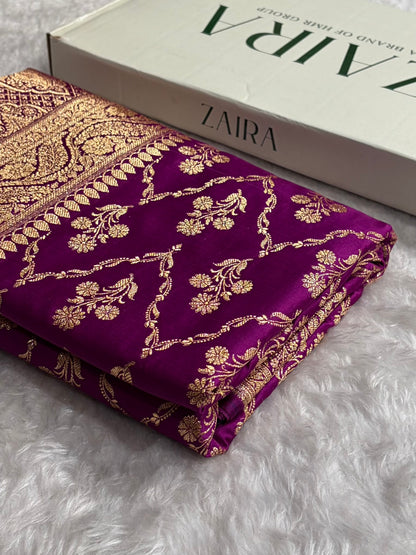 Magenta with Boota Pattern Satin Katan Silk Saree SK67