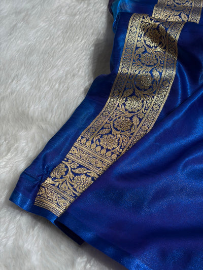 Birdal Cross Royal Blue Satin Silk Booti With Swarovski Work BSS01 (w)