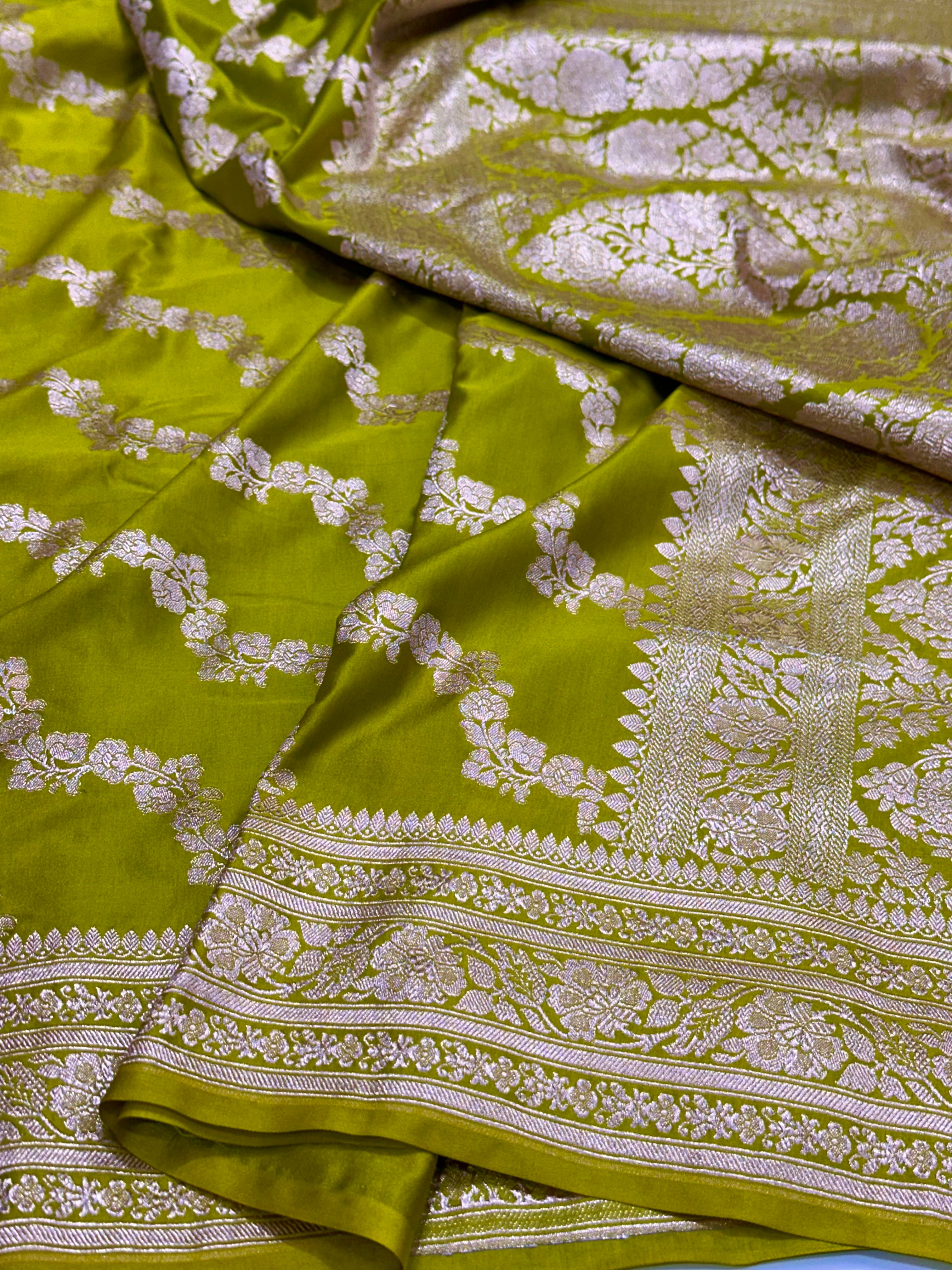 Liril Green Mashru Silk Cross