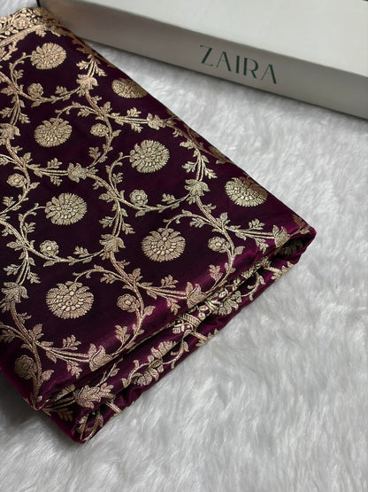 Light Weight Wine shades Satin Silk Saree SS15