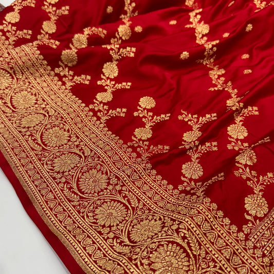 Bridal Red Banarasi Traditional Soft Katan Silk Saree