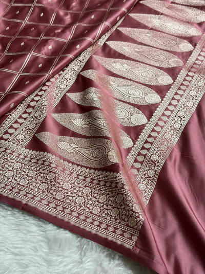 Mauve Shades Banarasi With Floral Border Mashru Silk Saree MSM-124
