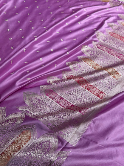Skirt Border Lavender Minakari Mashru Silk Saree MS13