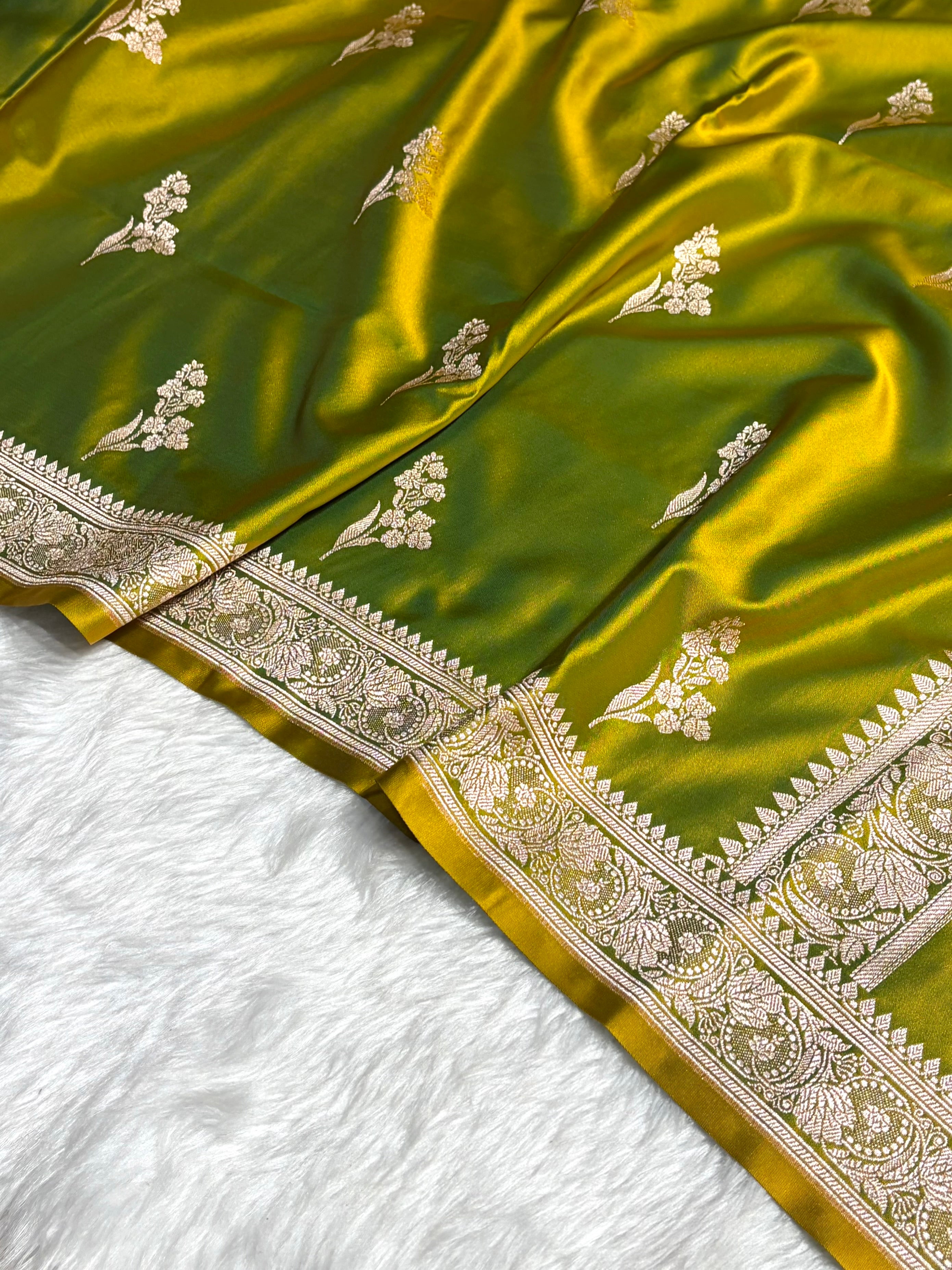 Liril Mehendi Boota With Floral Border Mashru Silk Saree MSM-97