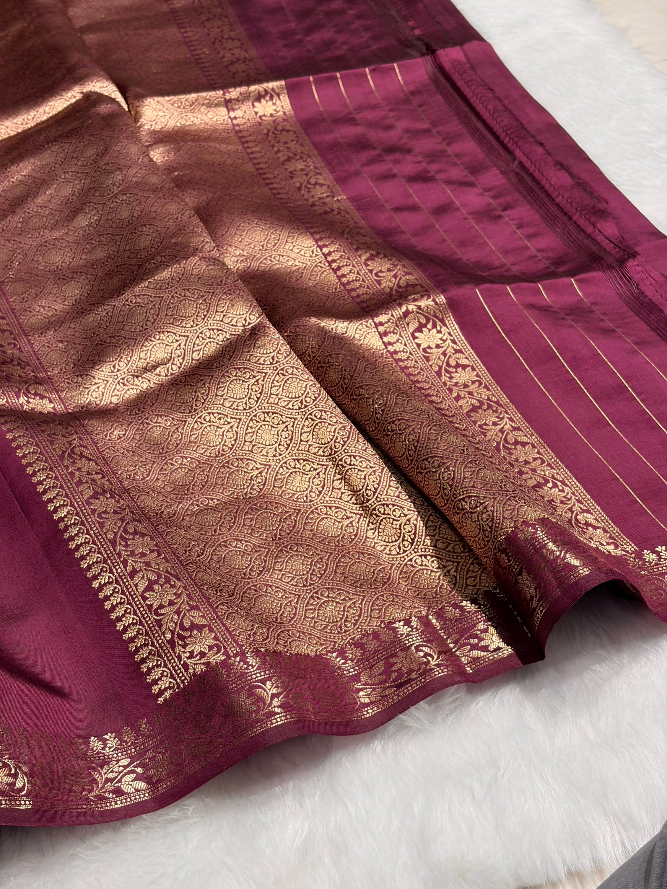 Wine Shade Handwoven Pure Katan Raw Mango Silk RM-06
