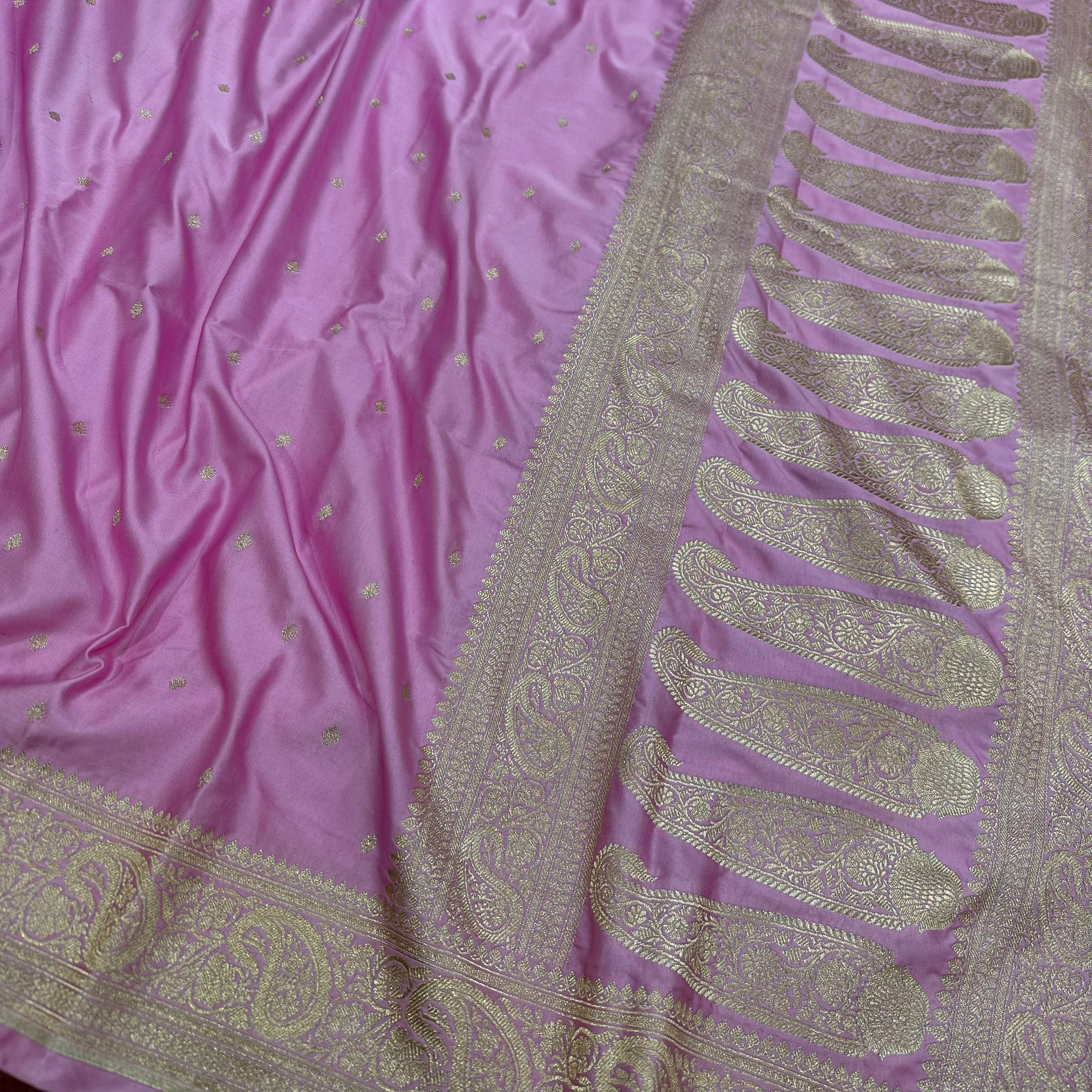 Baby Pink Mashru Silk Booti