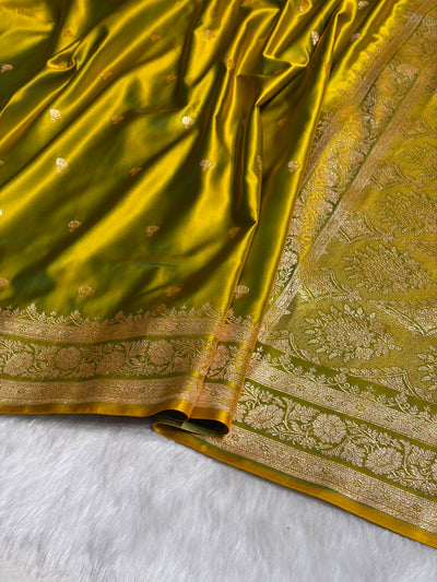Liril Green Booti Pattern Satin Katan Silk Saree SK66