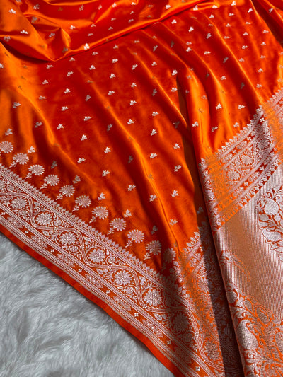 Banarasi Orange Shades Booti Mashru Silk Saree MCS72