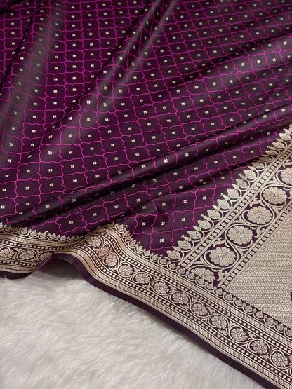 Dark Magenta Shades Tanchoi Motif Mashru Silk Saree MST-13