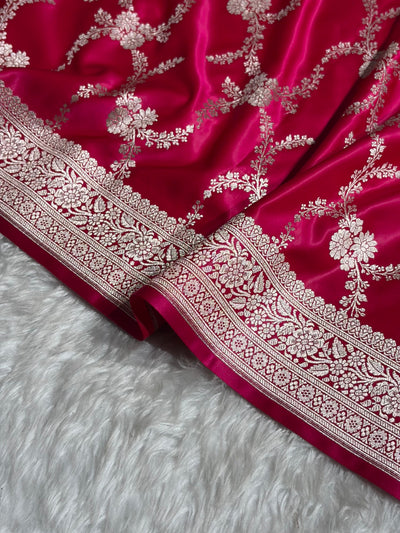 Rani Shades Banarasi With Floral Border Mashru Silk Saree MSM-127