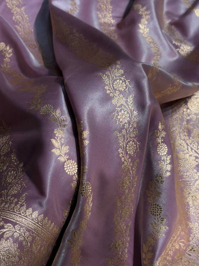 Banarasi Light Weight Satin Silk Dusty Lavender Cross SS10