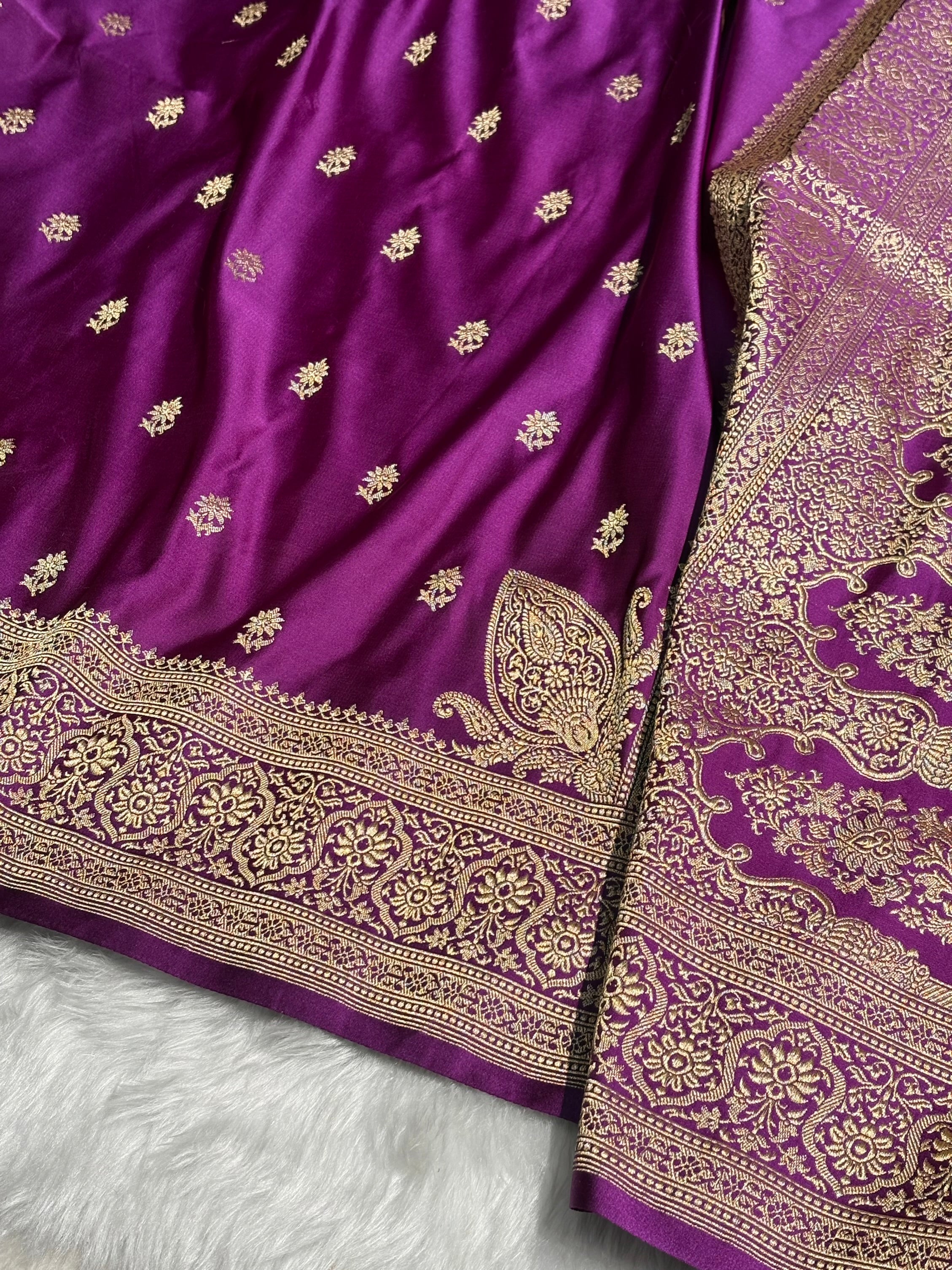 Magenta Floral Booti Katan Silk Saree SK62