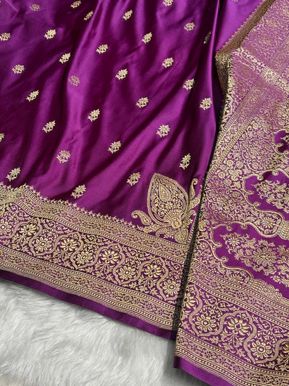 Magenta Floral Booti Katan Silk Saree SK62