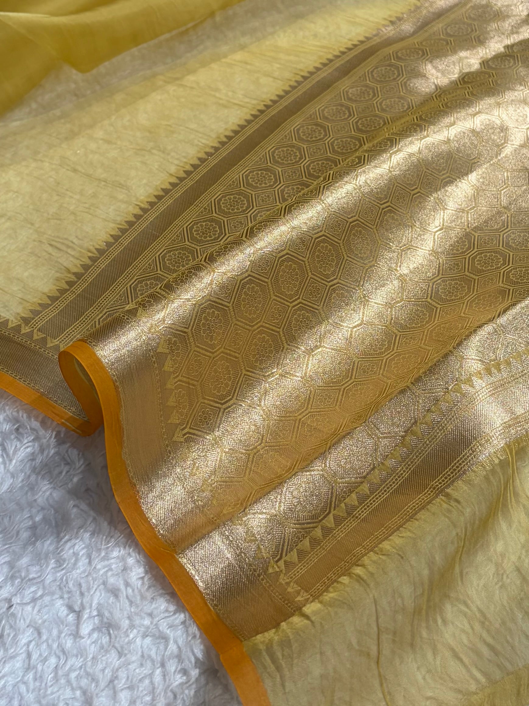 Pure Organza Mustard Banarasi Silk Saree PO-01