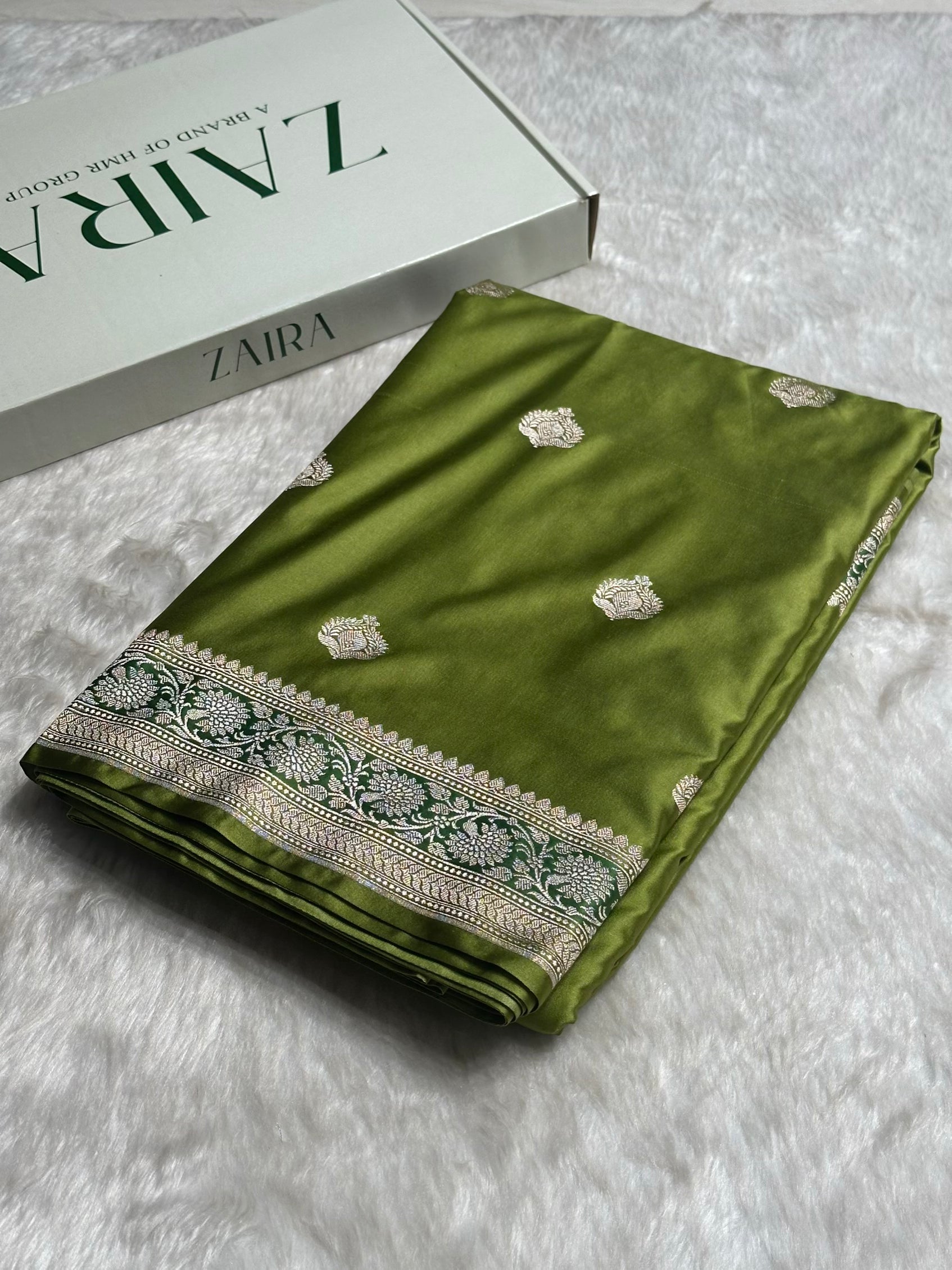 Dark Pista Shade Mashru Silk Boota