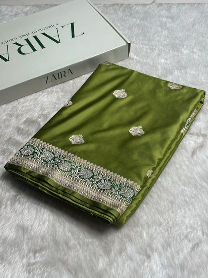Dark Pista Shade Mashru Silk Boota