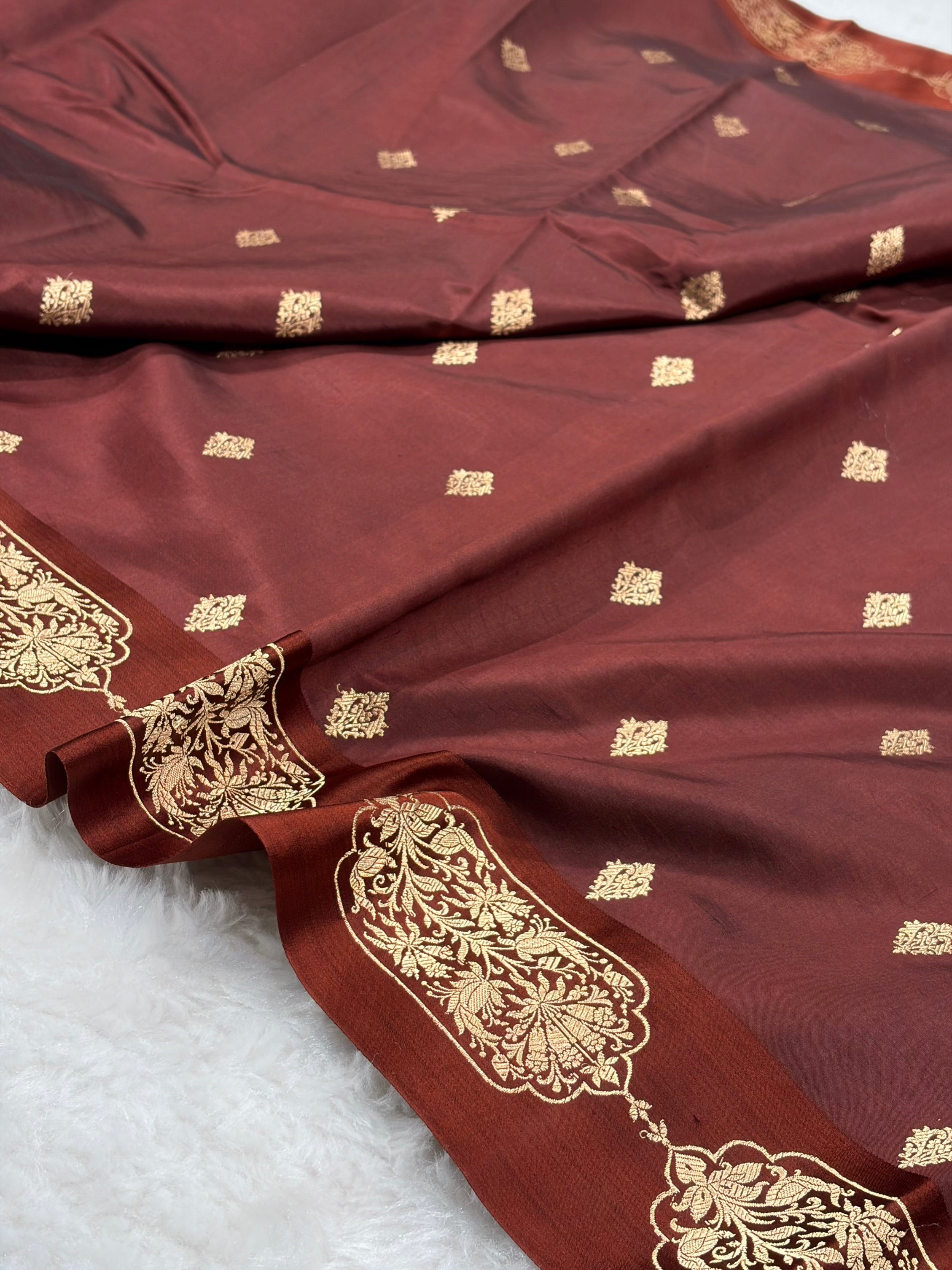 Chocolate Shades Handwoven Pure Katan Paper Silk RM-71