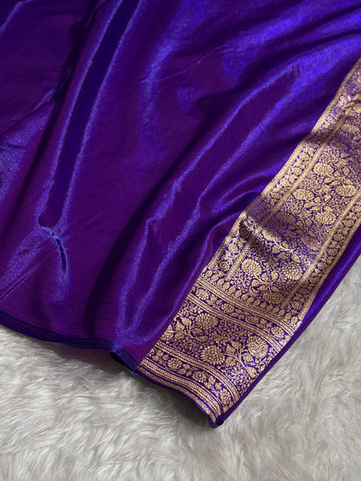Purple Shades Jaal Pattern Banarasi Satin Silk Saree SS57