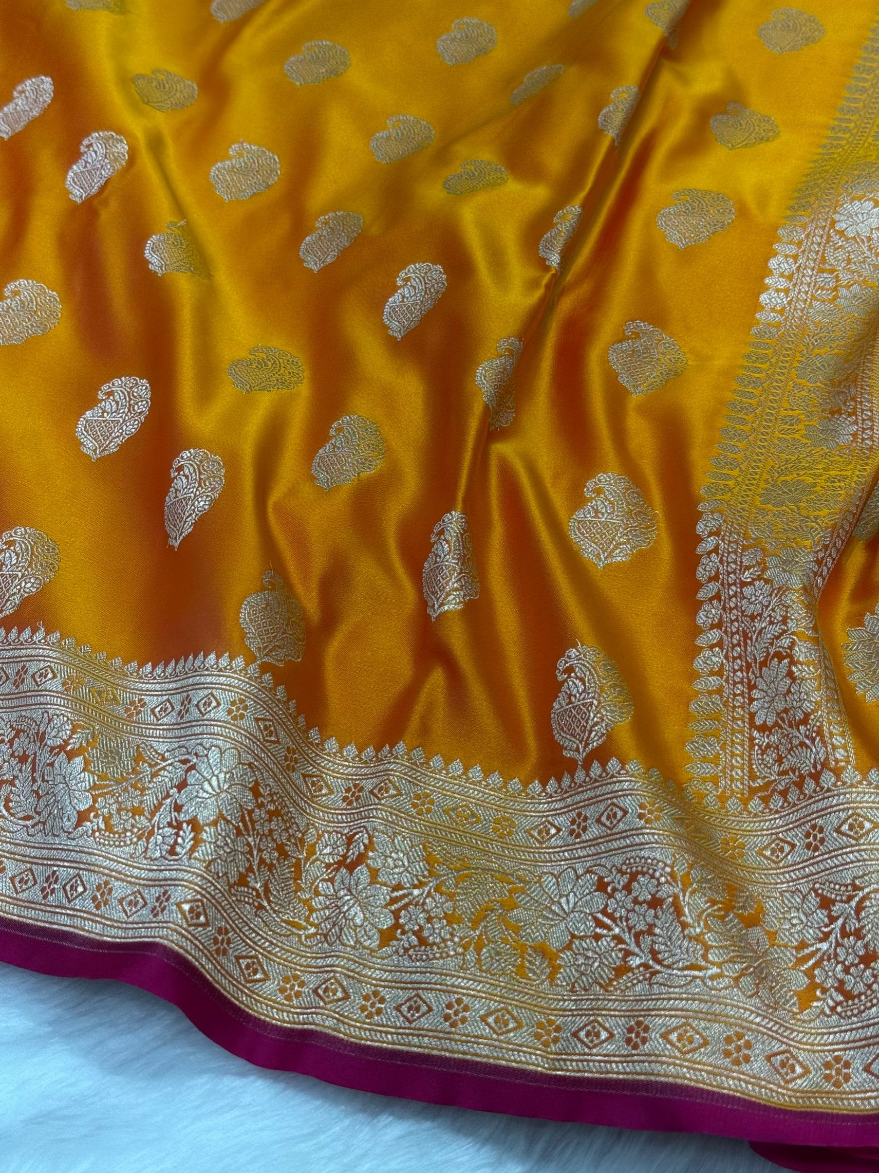Pinkish Orange  Motif Mashru Silk MSM 76