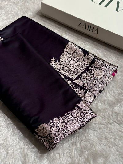 Cross Wine Shade With Booti Pattern Mashru Silk Saree