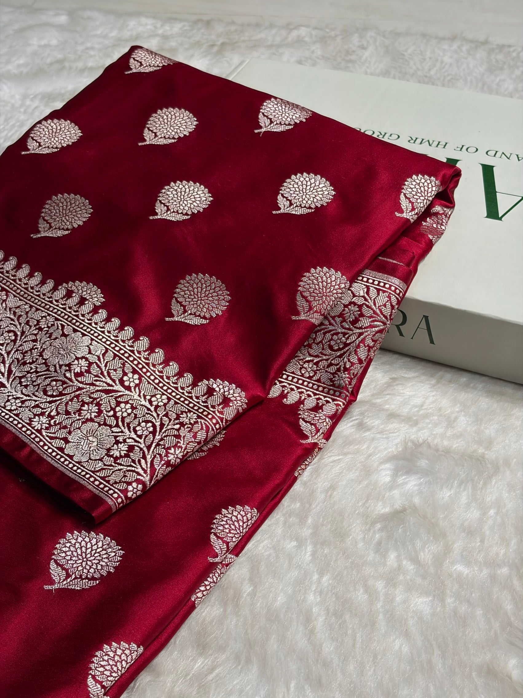 Maroon Tree Boota Motif Mashru Silk Saree MS19