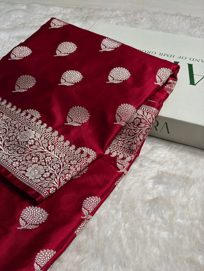 Maroon Tree Boota Motif Mashru Silk Saree MCS19