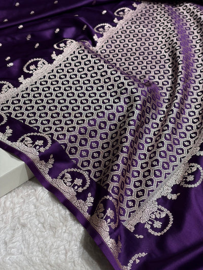 Banarasi Purple Shades With Floral Mashru Silk Saree MCS91
