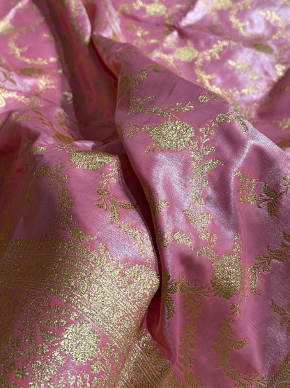 Satin Silk Banarasi Jaal in Blush Pink Shades SS14