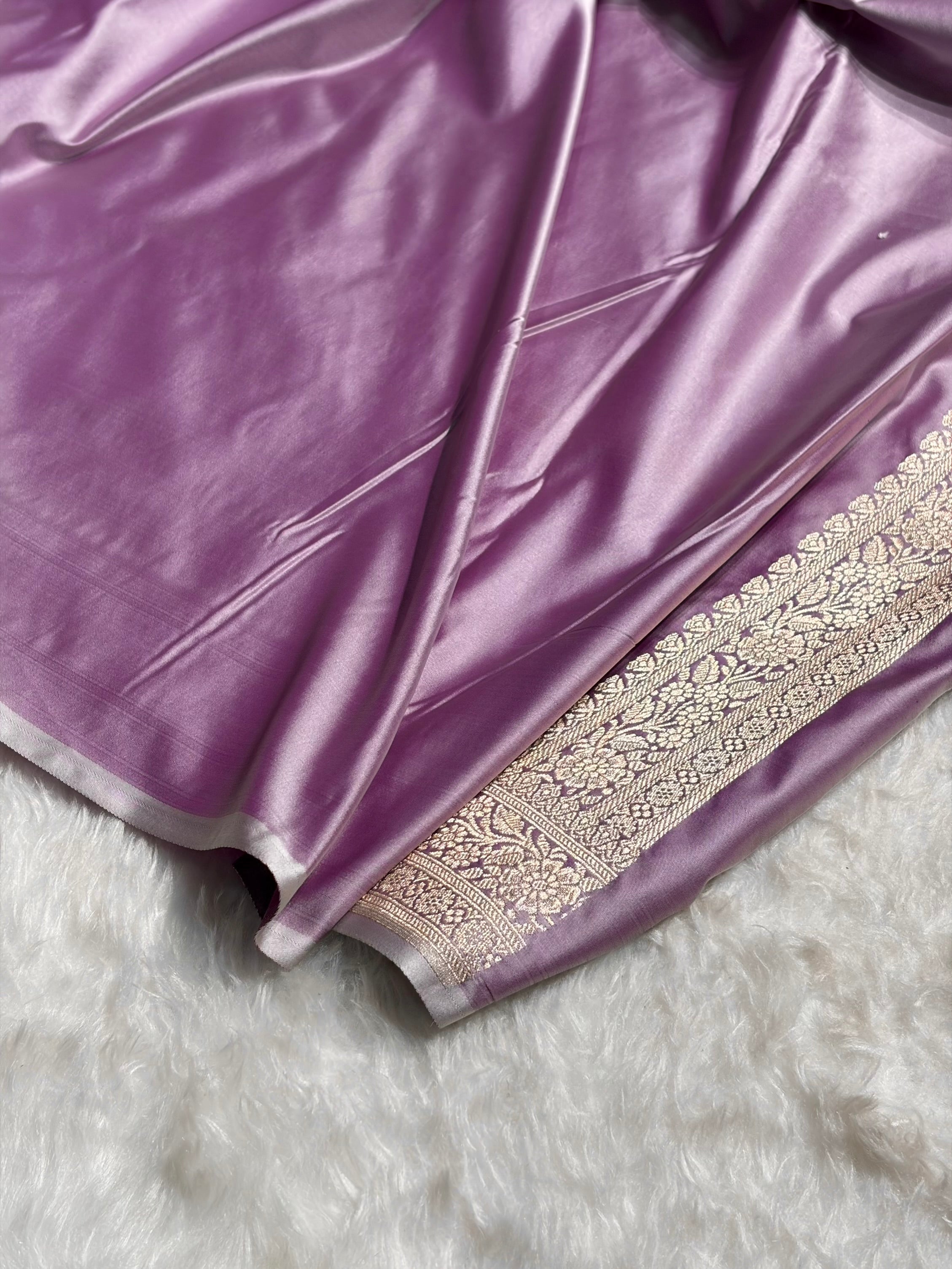 Cross Lavender Shades Tanchoi Motif Mashru Silk Saree MST-10